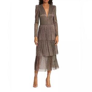 Sabina Musáyev Carry Tiered Metallic Dress size L